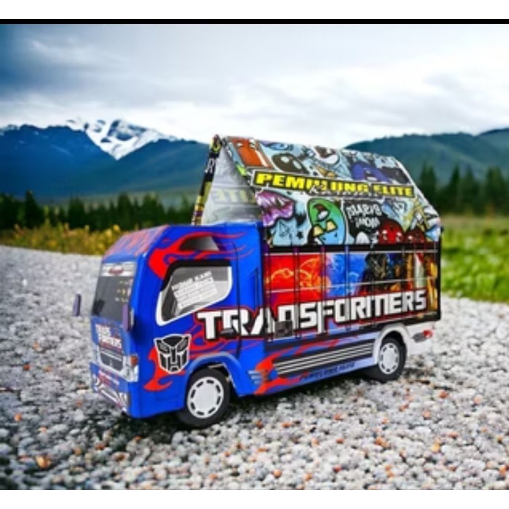 PROMO MURAH MINIATUR TRUK OLENG KAYU TRIPLEK BREWOG BREWOK  FULL LAMPU KELIP MURAH GROSIR MAINAN min