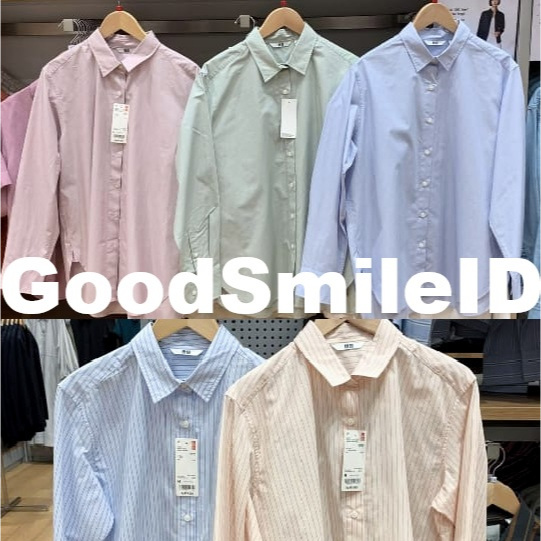 SALE Women Kemeja Panjang Katun Fine Cotton Extra Polos Putih Garis Lengan Panjang Wanita Blus Blous