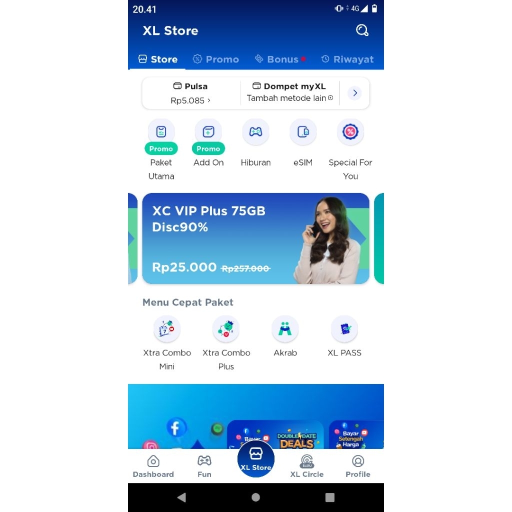 Xtra combo VIP plus disc 90% ..25rb