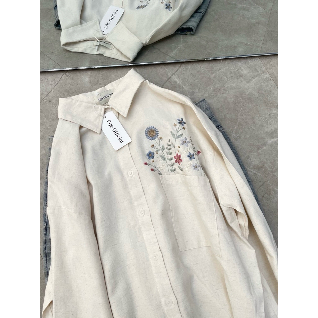 NUFE SHIRT | PGE OFFICIAL | Atasan Panjang | Atasan Wanita | Kemeja Linen | Cotton Linen Shirt | Kan