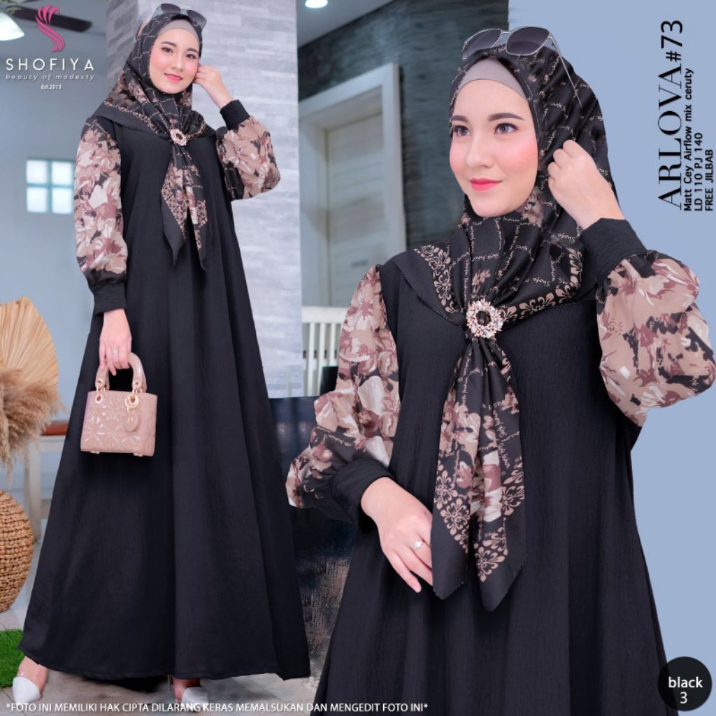 ARLOVA DRESS SET HIJAB • DRESS POLOS MIX MOTIF LD 110-120