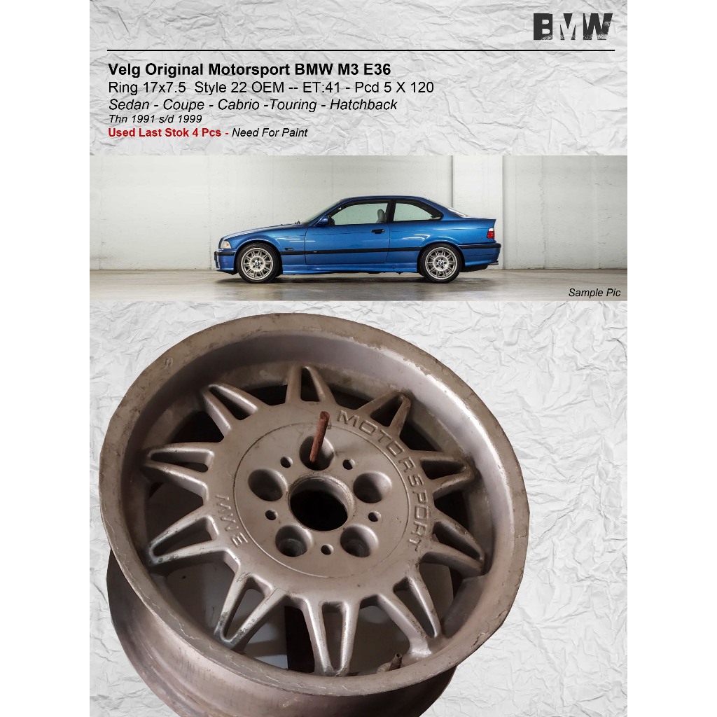 Velg Original Motorsport BMW M3 E36  Ring 17x7.5 Style 22 OEM -- ET:41 - Pcd 5 X 120 DS 1