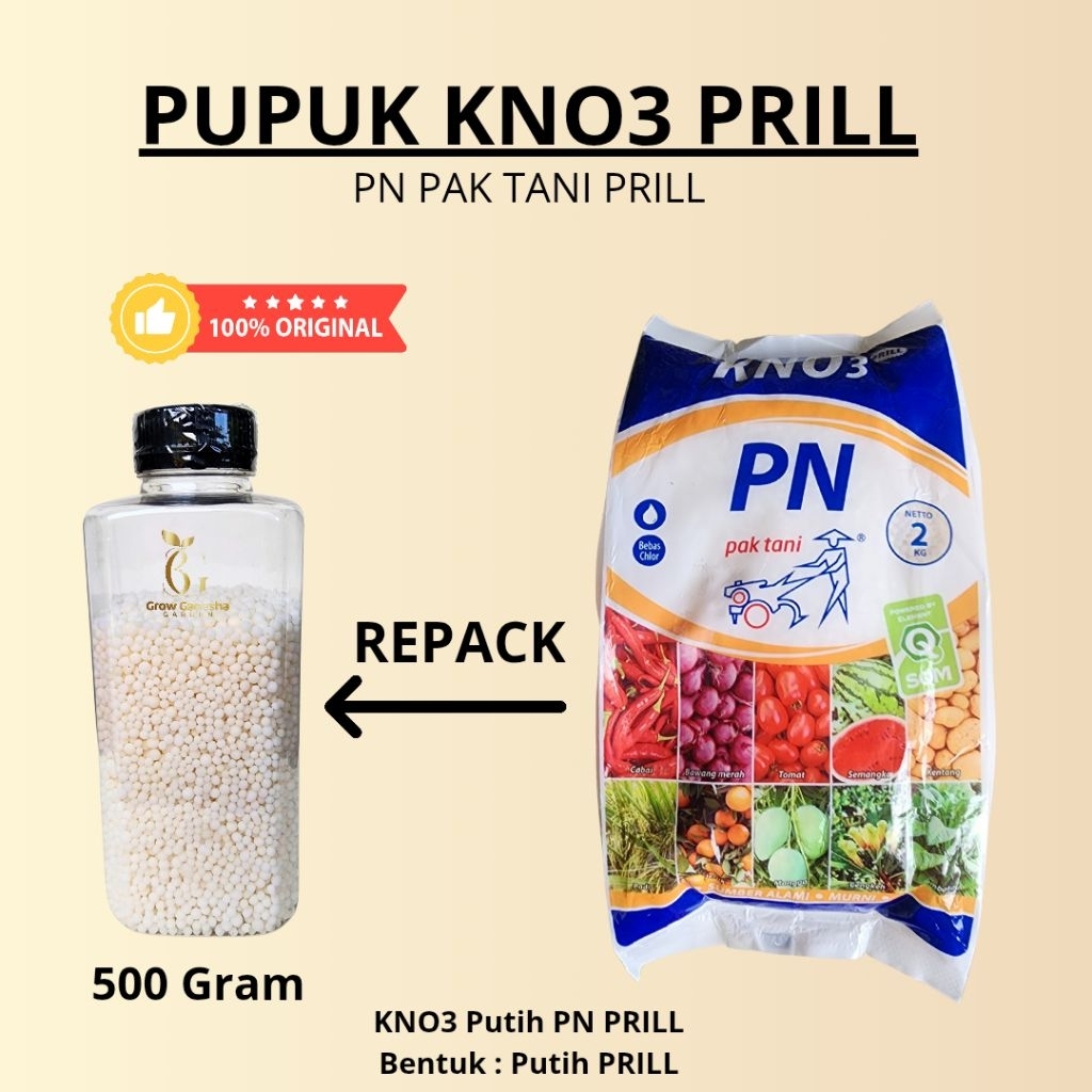 PUPUK KNO3 PRILL PAK TANI || PN PAK TANI PRILL || BENTUK PRILL || ORIGINAL || REPACK || 500 GRAM