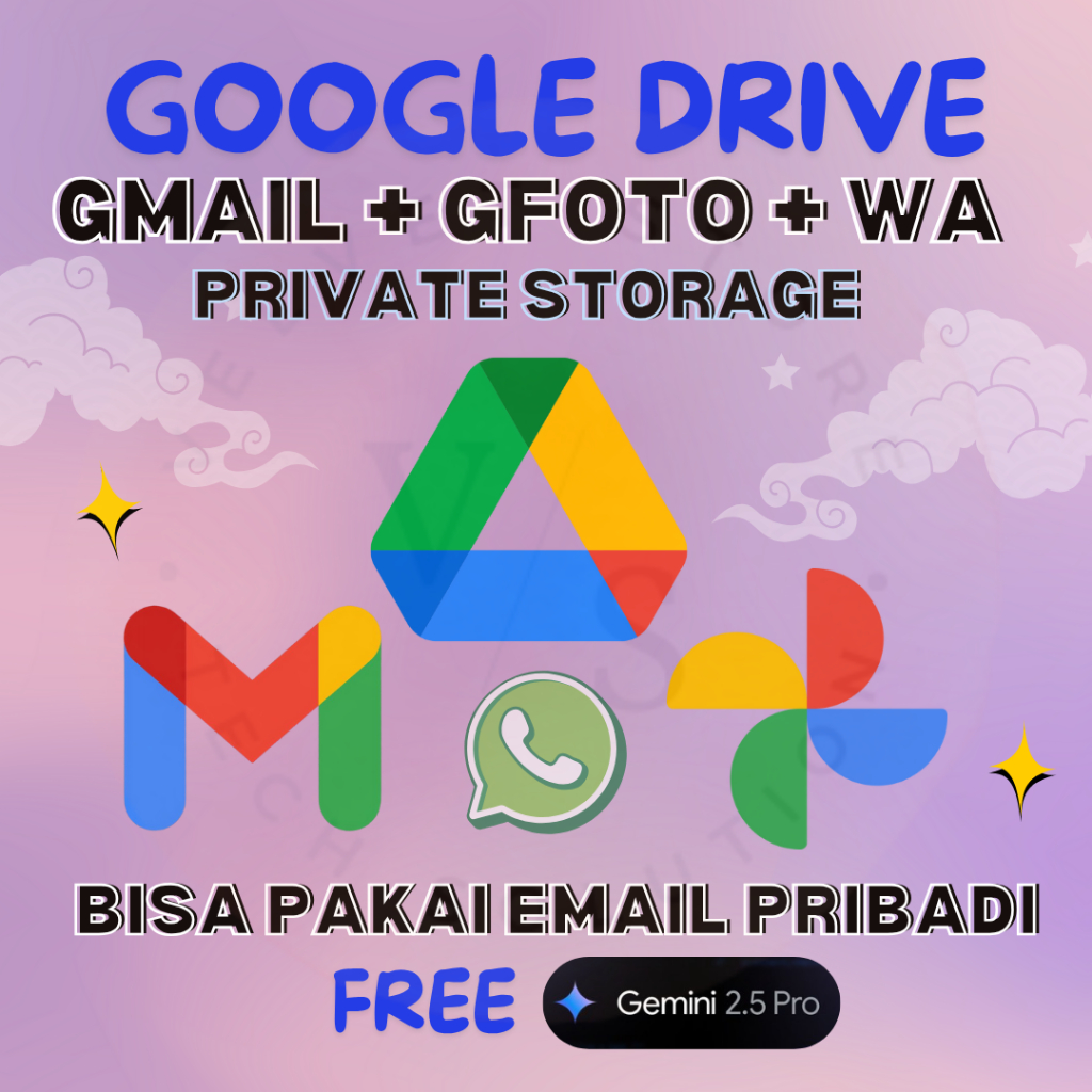 Google Drive Bonus Google Photos Gmail 2TB Gemini PRO |Garansi 1 Tahun Upgrade Email Pribadi