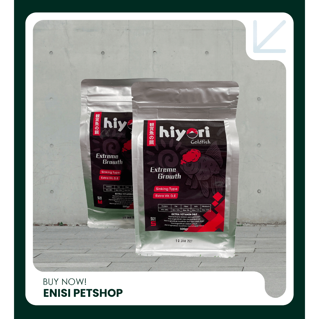 Hiyori Goldfish Pelet Premium 500gr Sinking Pakan Protein Tinggi Ikan Mas Koki Extra Vitamin D E