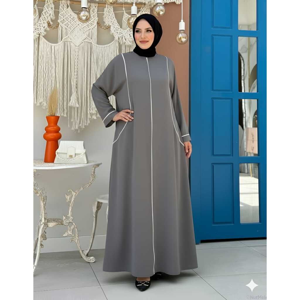 Cuci Gudang  Ezstoree Gamis Abaya Remaja Aesthetic Abaya Arab Hitam List Busui Bahan Rayon Twill