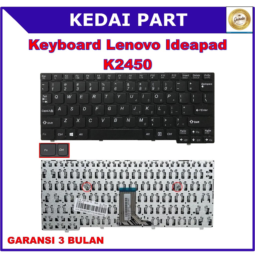 Keyboard Lenovo Ideapad K2450 K2450A K2450H K2450-4500U K20-30 K20-35 K20-40 Tombol FN