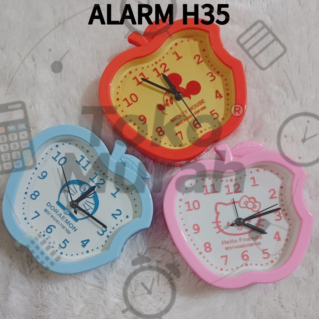 ALARM PINK BLUE ORANGE ANALOG WEKER APEL WEKER APPLE WEKER MINI WEKER ANAK ALARM PAGI ALARM DIGITAL 