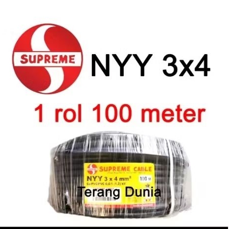 Kabel Tufur NYY 3x4 100 meter Kabel Tunggal Hitam 3x4 NYY Supreme 3x4 1 rol 100meter Kabel 3x4 100me