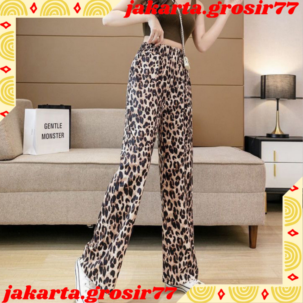 JG CPG537 Celana Panjang Leopard Motif Macan Kulot Bahan Karet Rayon Stretch
