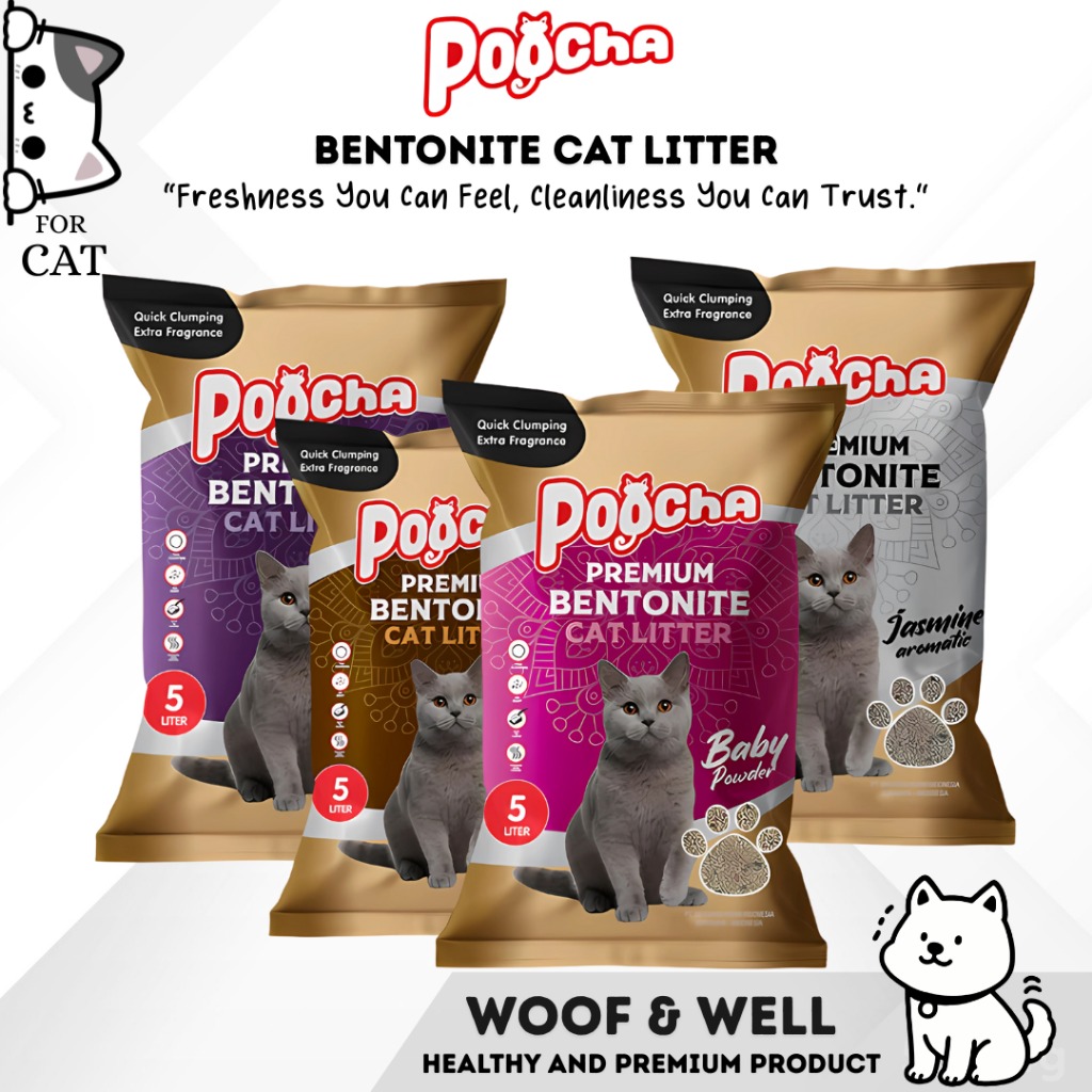 POOCHA Cat Litter Bentonite 5L Litter Kucing