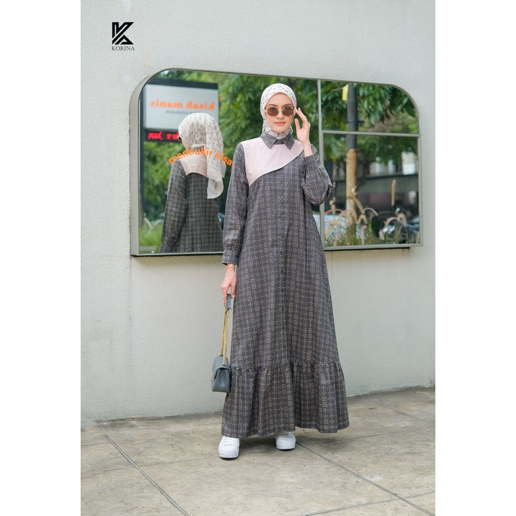 Ezy dres korina Sechan Dres korina original,Karenina Dres korina original,midi dres korina,Hijab Kor