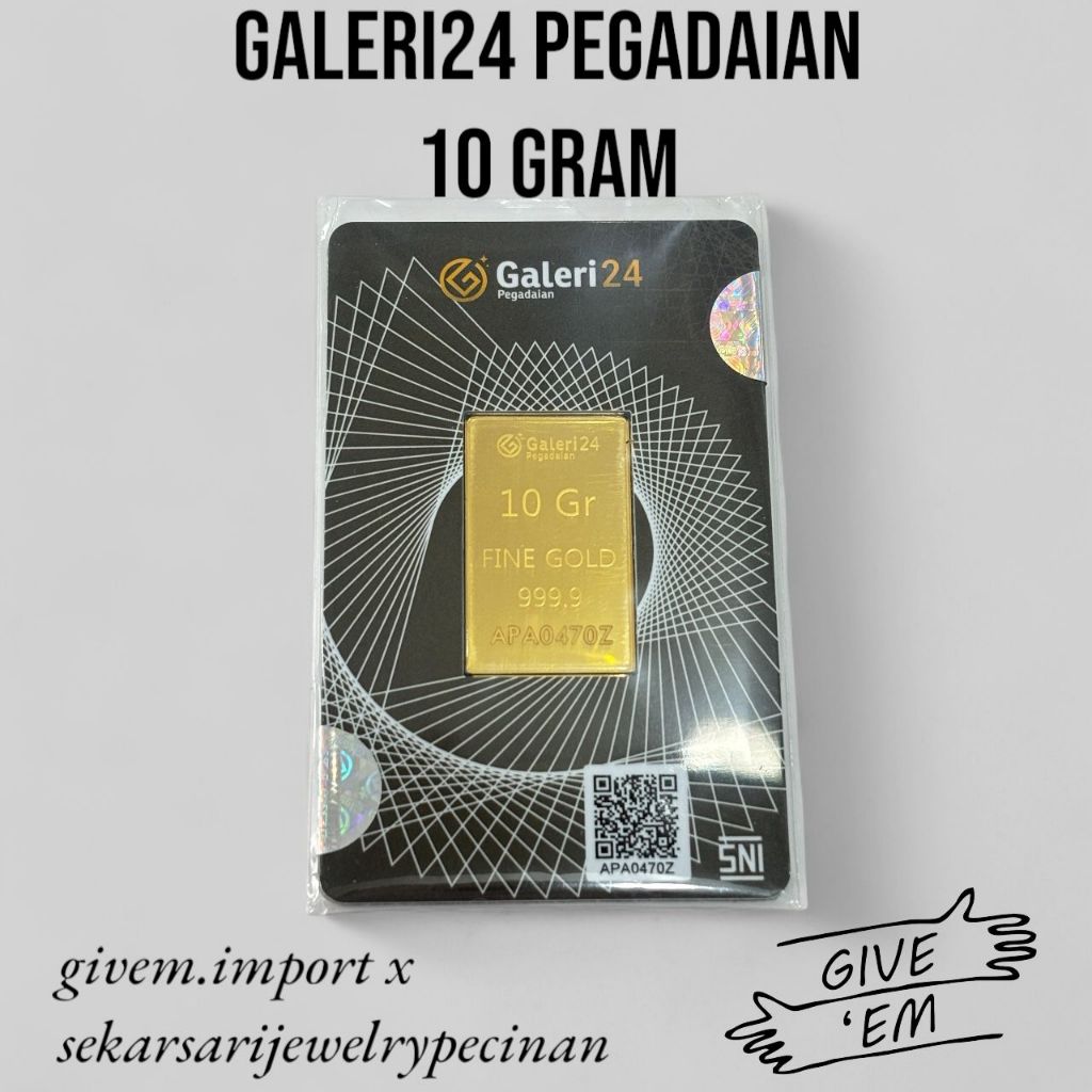 Galeri24 Pegadaian 10 Gram 999.9% 24k LM Logam Mulia Emas Batangan