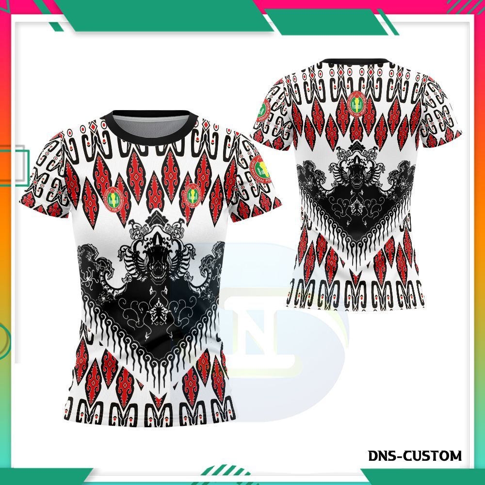Kaos Wanita PGRI Lengan Pendek Fullprint Custom Desain Batik