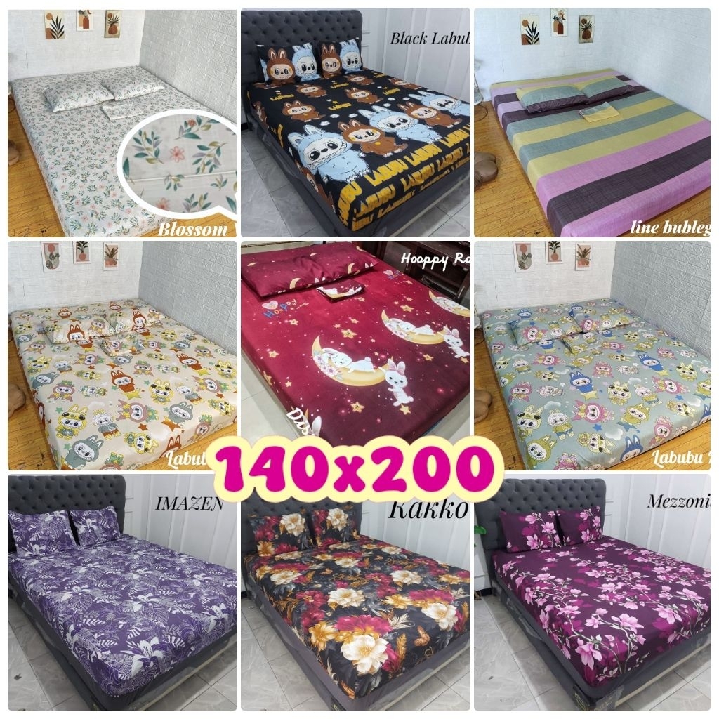 Sprei Homemade Lembut & Awet – 140x200 Motif Lucu & Kekinian, sprei +2sarung bantal & 2sarung guling