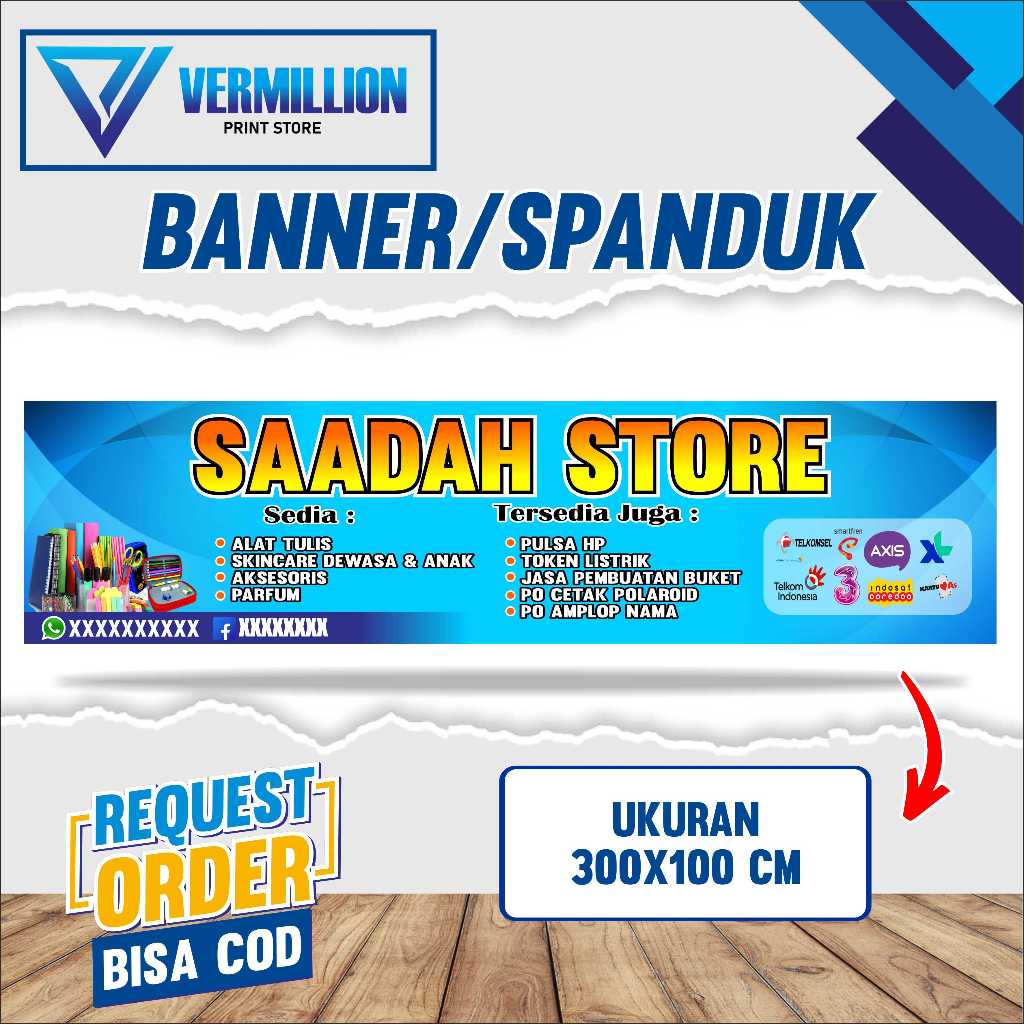 Spanduk banner toko alat tulis, sembako free desain