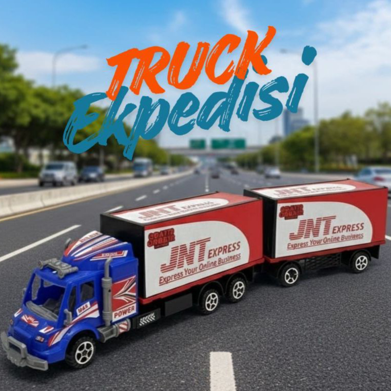 Mainan Mainan Truk Kontainer Expedisi Jnt Ukuran Jumbo 2 Box - Miniatur Mobil Box Anak Laki Cowok