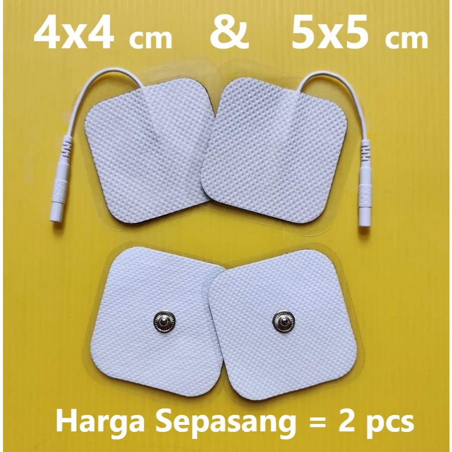 Electrode Pad TENS EMS Stimulator Pijat Elektrik Perekat Tempelan Ped Pads Kabel Pin ukuran 4x4 cm d