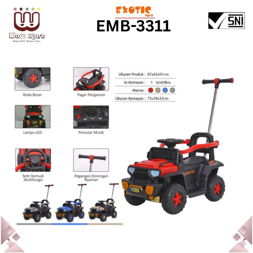 EMB 3311 Exotic Kids Rechargeable Car 2IN1 // Mainan Mobil Aki Anak Model ATV Plus Dorongan //Emb-33