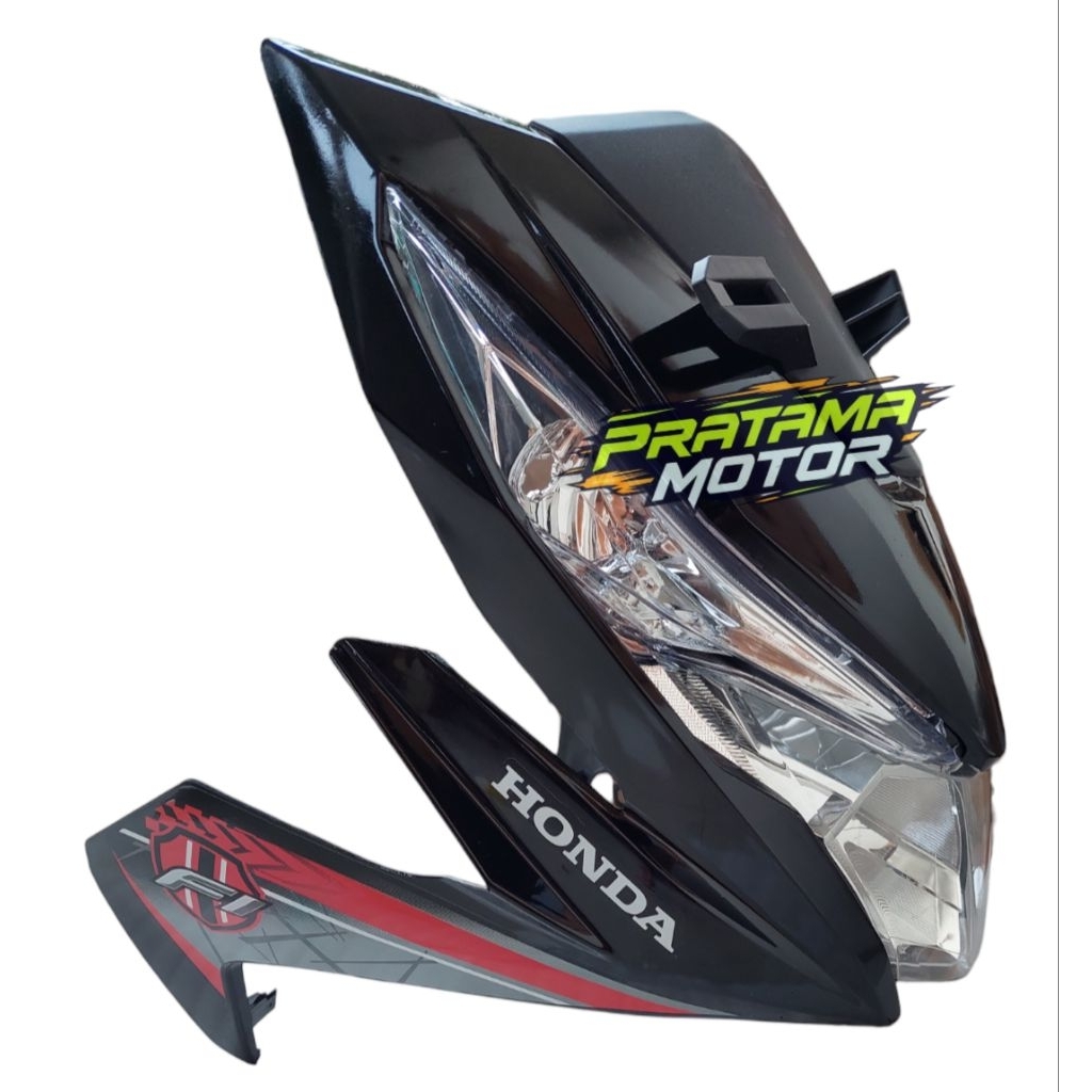 Full Set Tameng Body Depan Beat Fi ESP Hitam 2016 2017 Plus Sticker/Striping