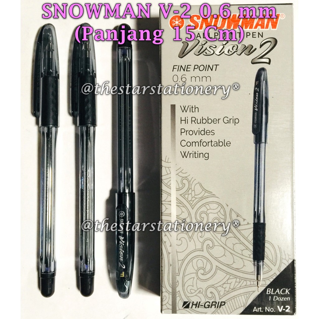 (1 Biji) Bolpen SNOWMAN V-2 0.6 mm / Ball Point Snowman V-2 0.6 mm / Pulpen Snowman V2 (1 Biji)