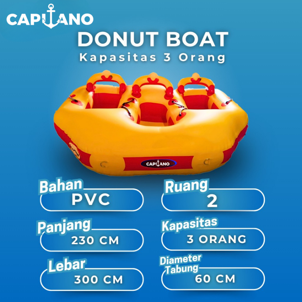 Wahana Air Donat Boat / Donut Boat Perahu Karet Kapasitas 3 orang / 4 orang / 5 orang / 6 orang