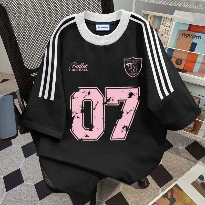JJ.STORE Baju Wanita Hitam White Kaos Premium Lengan Pendek Oversize Kaos Motif Pink 07 Atasan Wanit