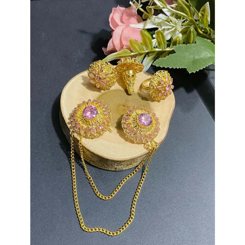 Set Bros Peniti Bulat Permata Asli Alpaka Bali