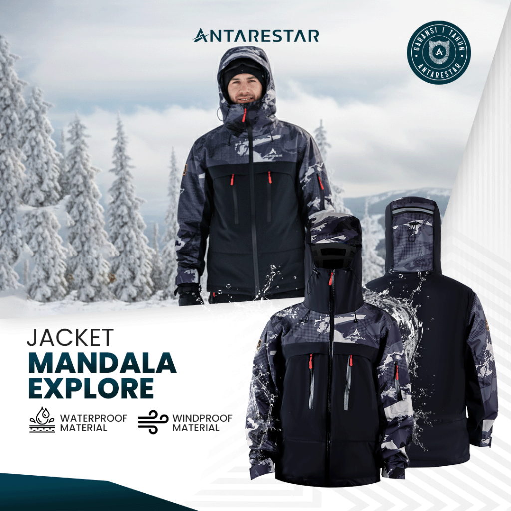 ANTARESTAR Official - Mandala Jaket Outdoor Premium 3 Layer Windproof & Water-Repellent Hiking Trave