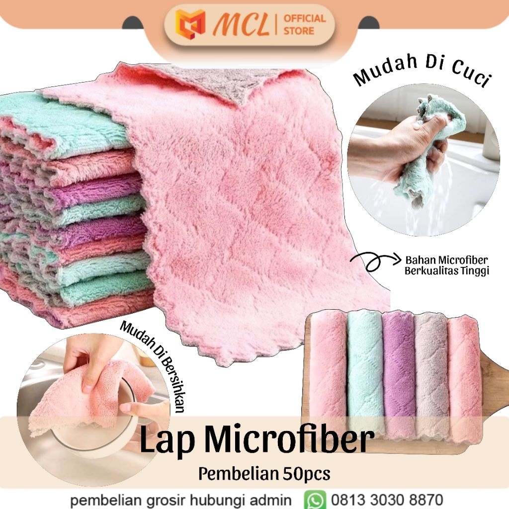 MCL | PUSAT GROSIR | 12-50 Pcs - Lap Microfiber | Lap Kain Microfiber | Serbet Dapur | Lap Dapur