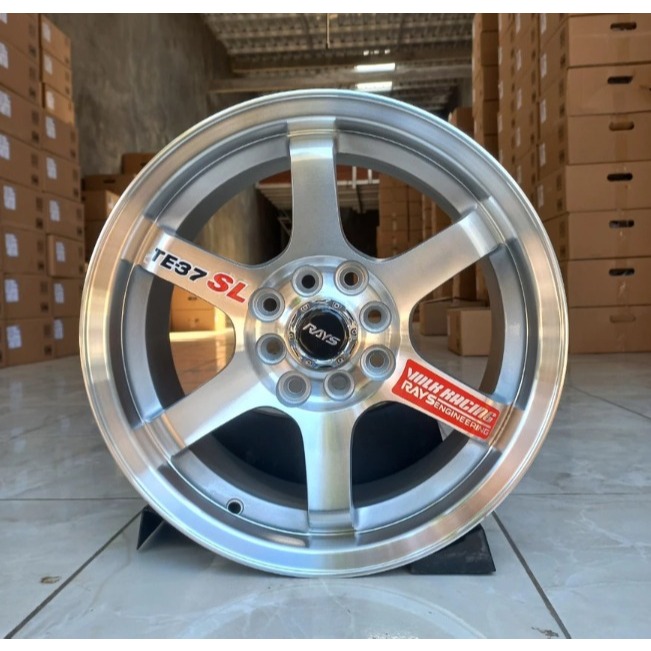 1 SET VELG BARU TE37 SL R15 H4 dbl vcd 100/114 Lbr 7 ET 35 Wrn Silver Polish