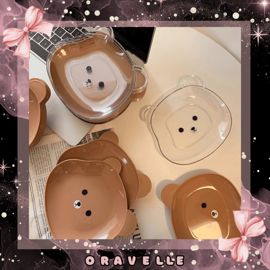 ORAVELLE PIRING SNACK BENTUK BERUANG TEMPAT MAKAN ANAK LUCU PIRING PLASTIK BEAR / Piring Makan Anak 