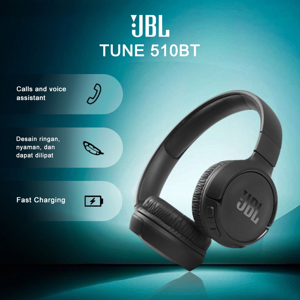 100% Original JBL Tune 510BT Wireless On-Ear Headphones Wireless On-Ear Headphones with Purebass Sou