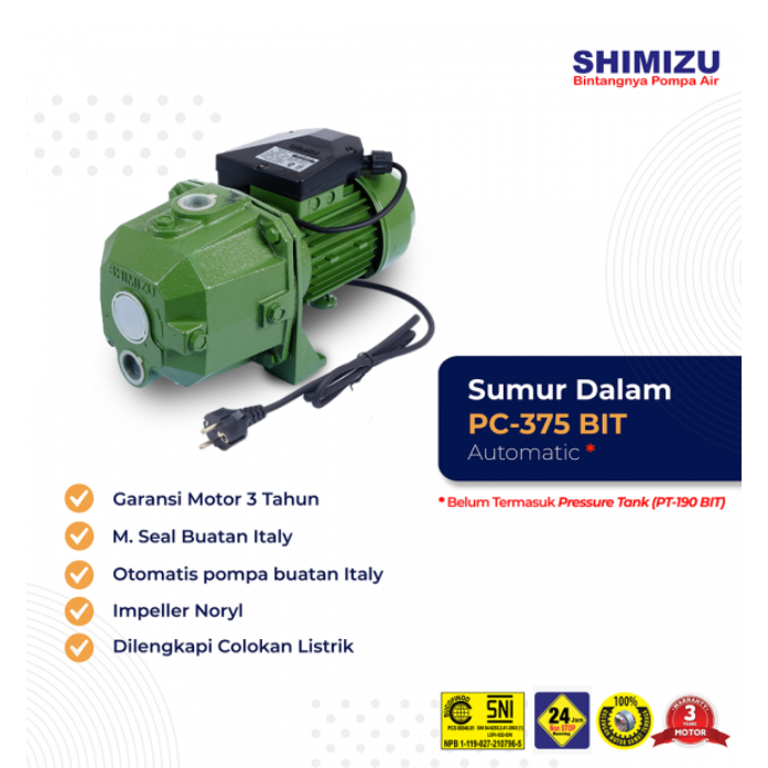 Shimizu Pompa Air Sumur Dalam ( Jet Pump ) / Pompa Air Gaya Italy PC 375 BIT