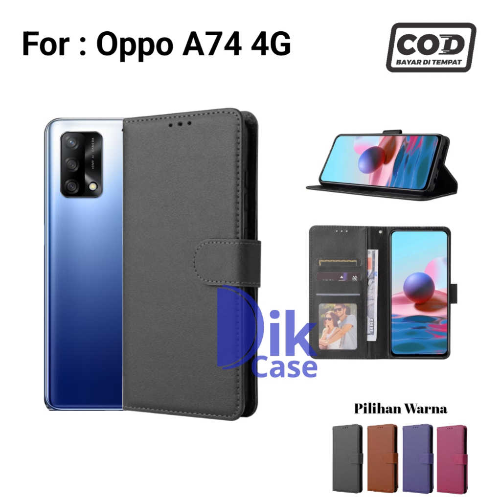Flip Case For Oppo A74 4G Casing Dompet Kulit Buka Tutup Plus Tali Cover / case Oppo A74 4G / Casing
