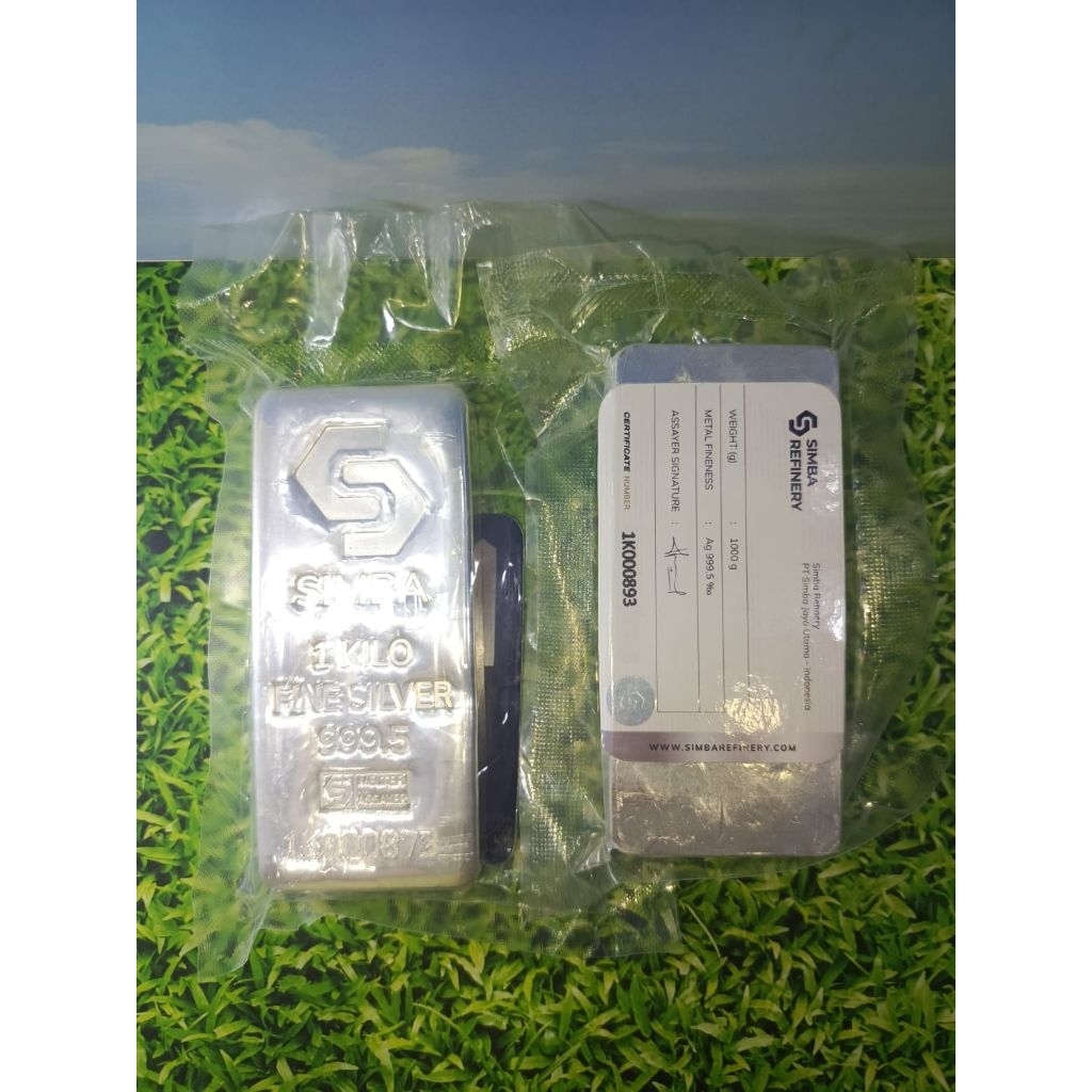 Fine Silver / Perak Murni / Silver Bar / Perak Batangan 99.99 Merk Simba 1000 gram