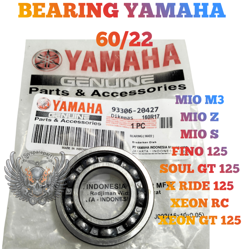 BEARING KRUK AS YAMAHA 60/22 MIO M3 Z S FINO 125 SOUL GT XRIDE XEON RC GT 125 KUALITAS ASLI YGP ORIG