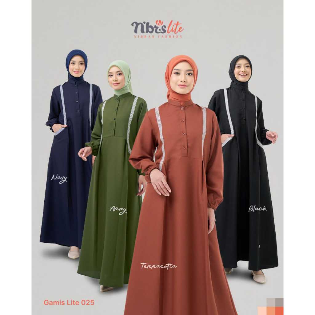 Gamis Nibras Lite 025 Bahan Berry Skin Mix Salur Ventura / Gamis Harian