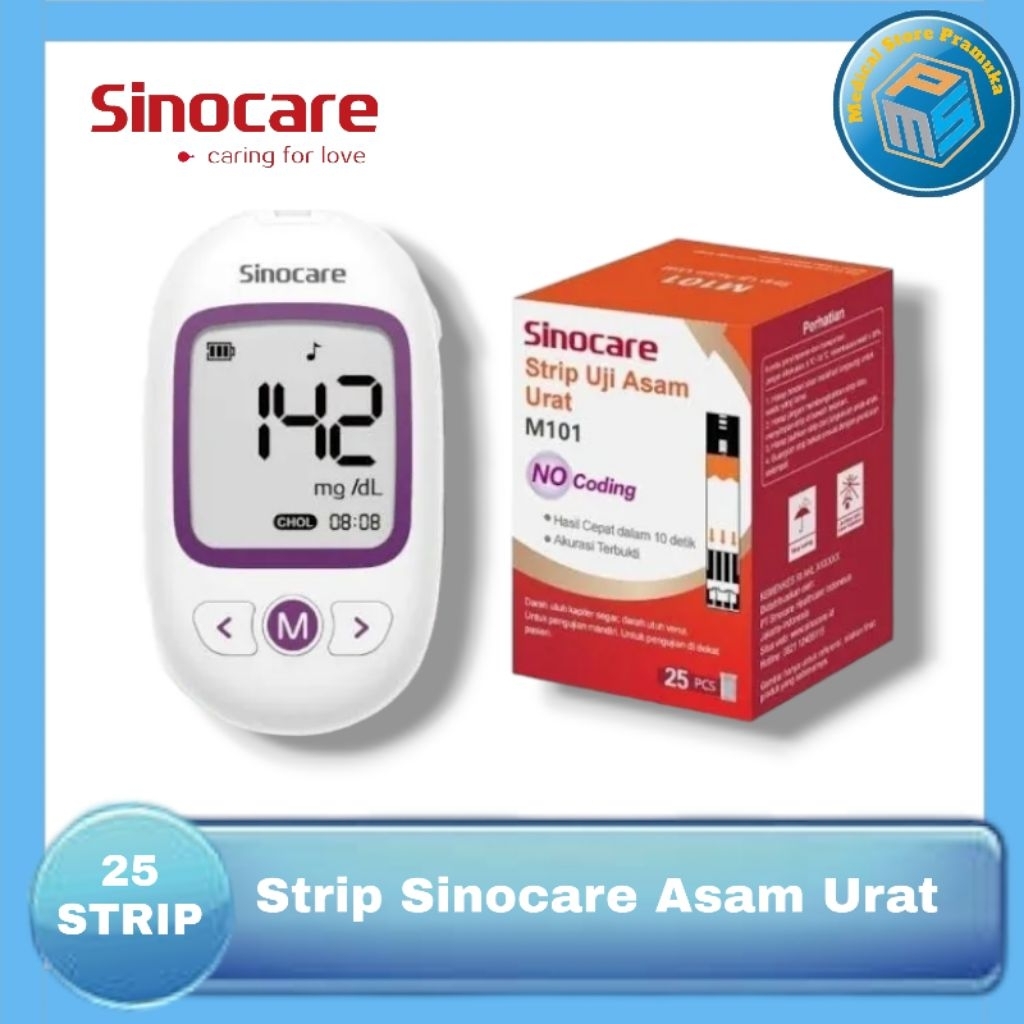 Strip Sinocare Asam Urat  Isi Ulang Sinocare UA GCU  Refill Sinocare Asam Urat GCU