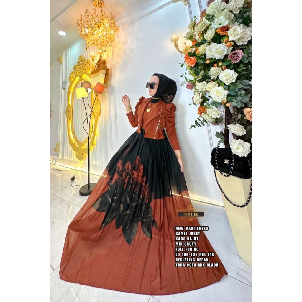 new maxi dress terbaru/BISA COD/gamis SHR