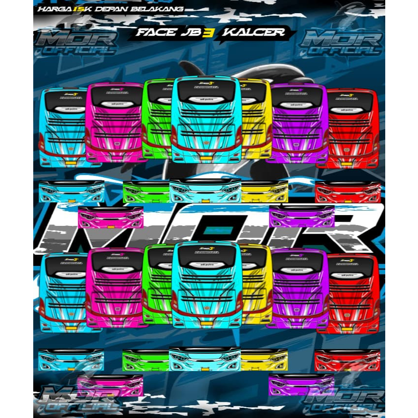 Face JB3 V2 Stiker Miniatur Bus Bahan Vynil Anti Air 1 set Depan Belakang