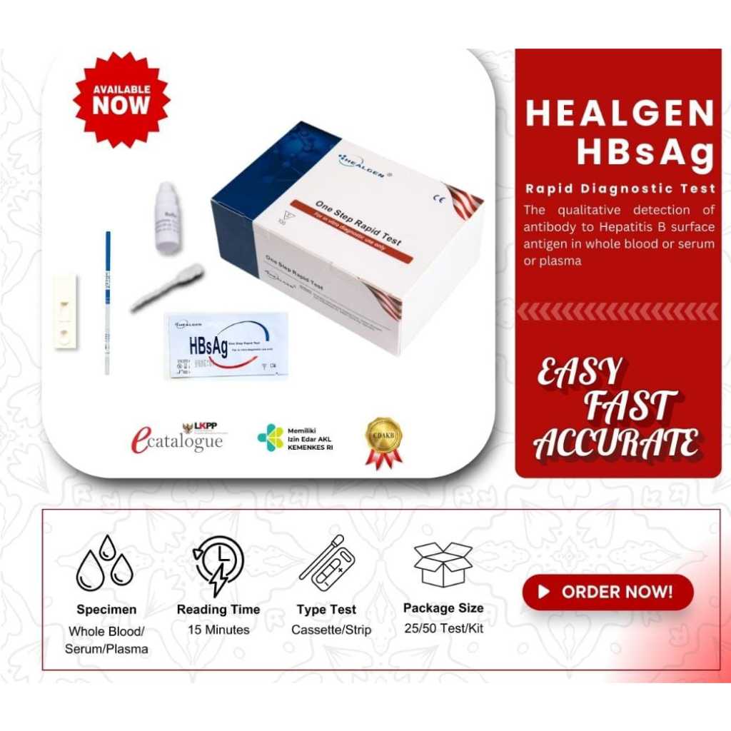 Tes HBsAg cassete healgen | Rapid tes HBsAg | Rapid tes hepatitis