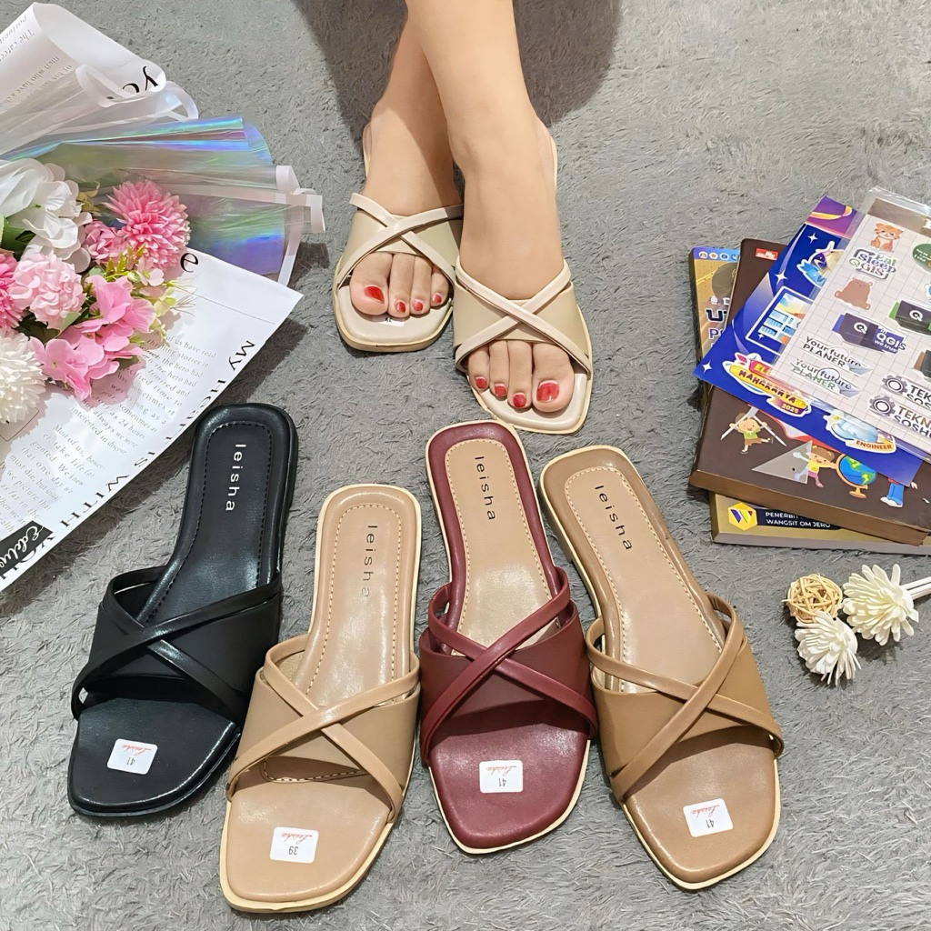 LEISHA - BELLA Sandal Teplek Wanita Sendal Flat Cewek