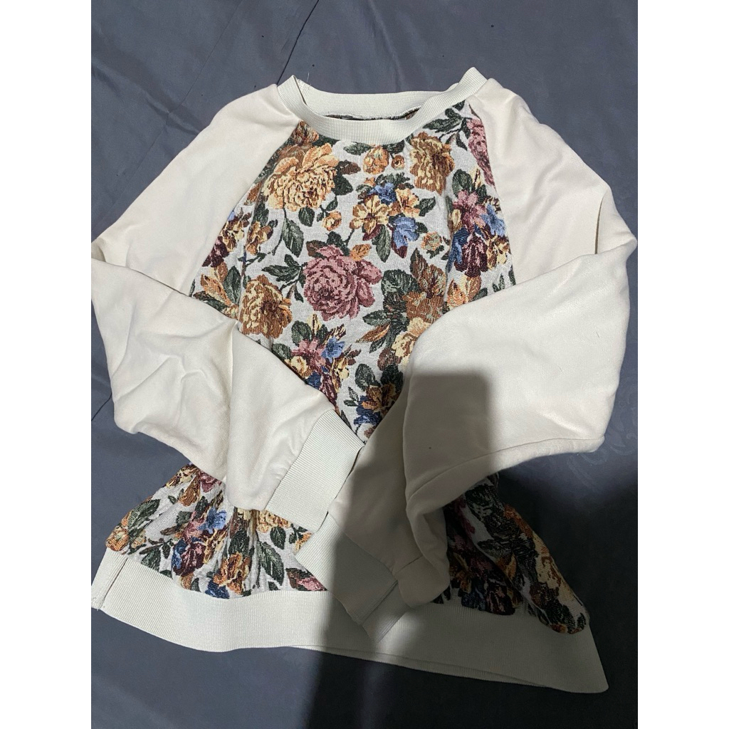 sweater zara bordir bunga ori