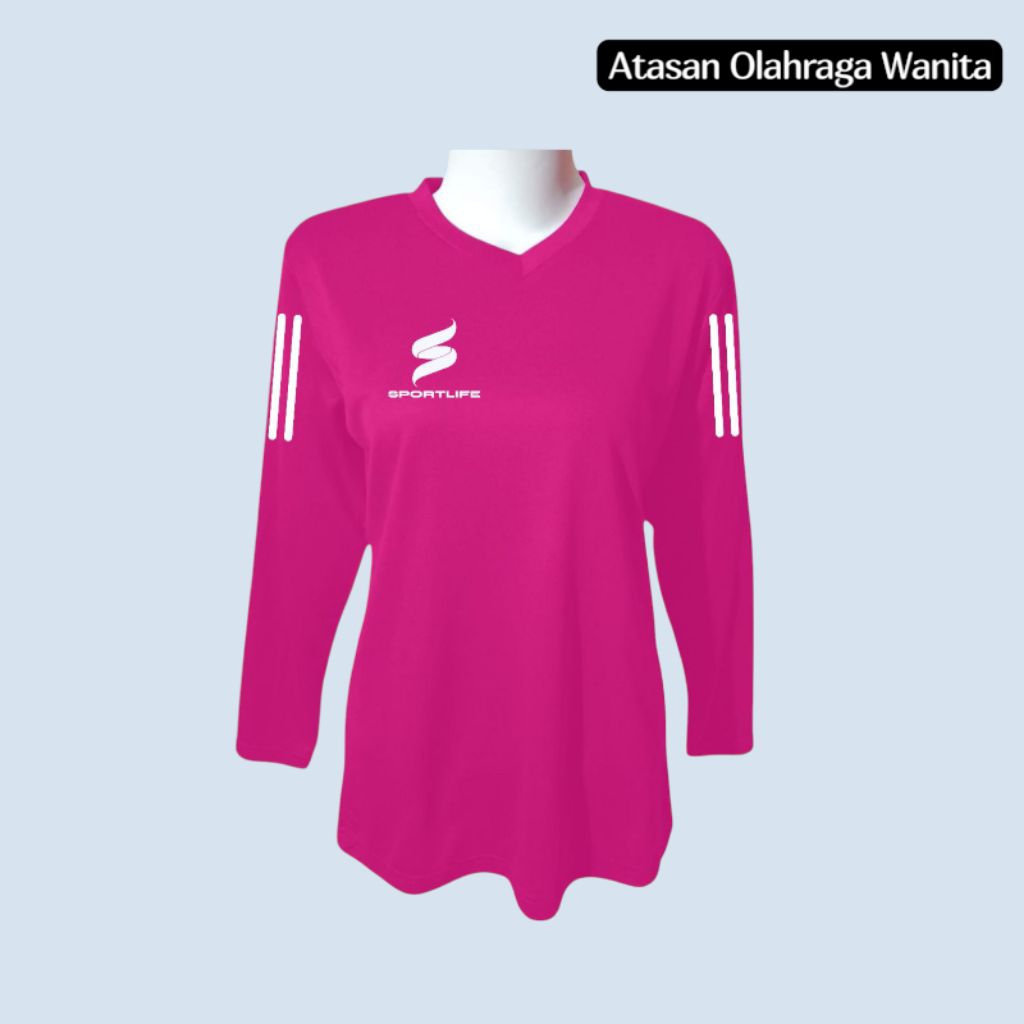 Kaos Olahraga Wanita Muslim Lengan Panjang, Baju Senam Wanita/cewe cocok untuk Senam Fitness Gym Zum