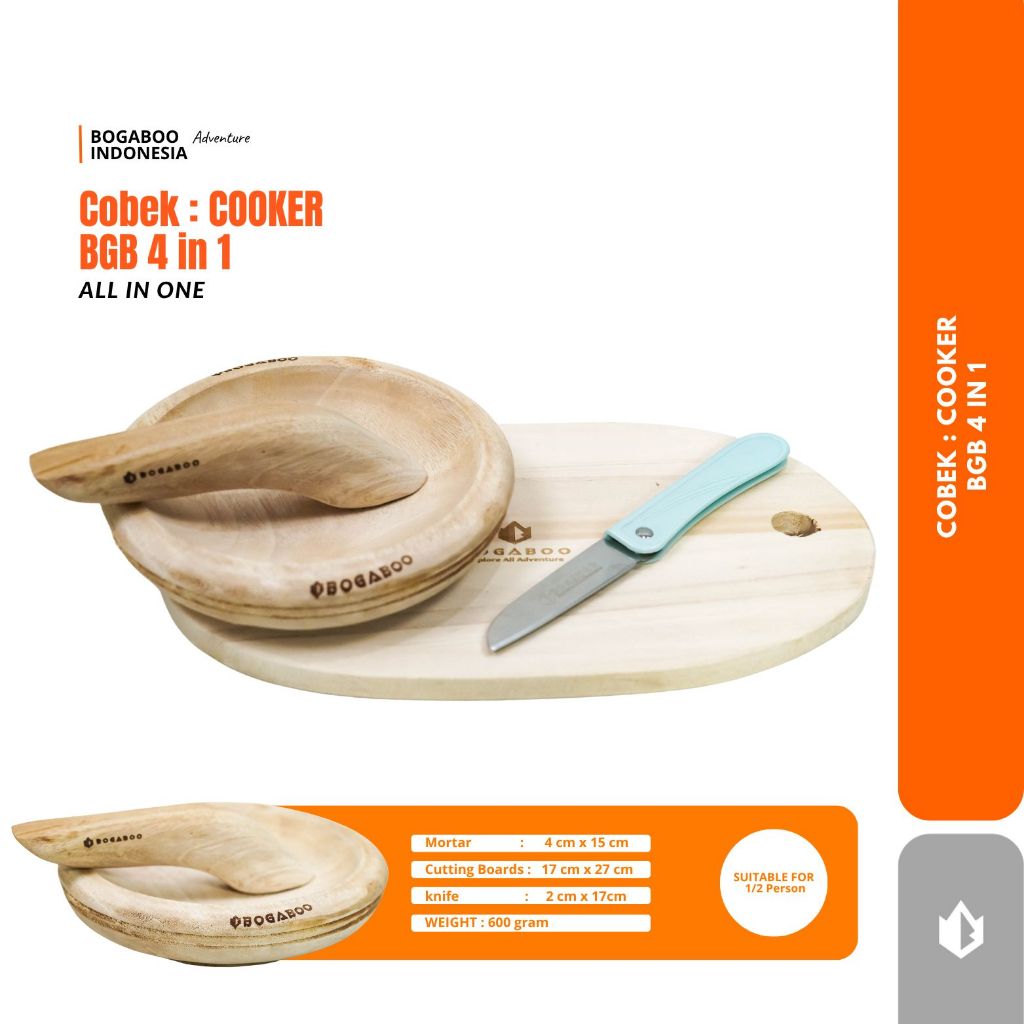 BOGABOO COBEK Cookware Set 4 in 1 Portable Ultralight - ULEKAN CABE - COET - Paket Alat Masak Lengka
