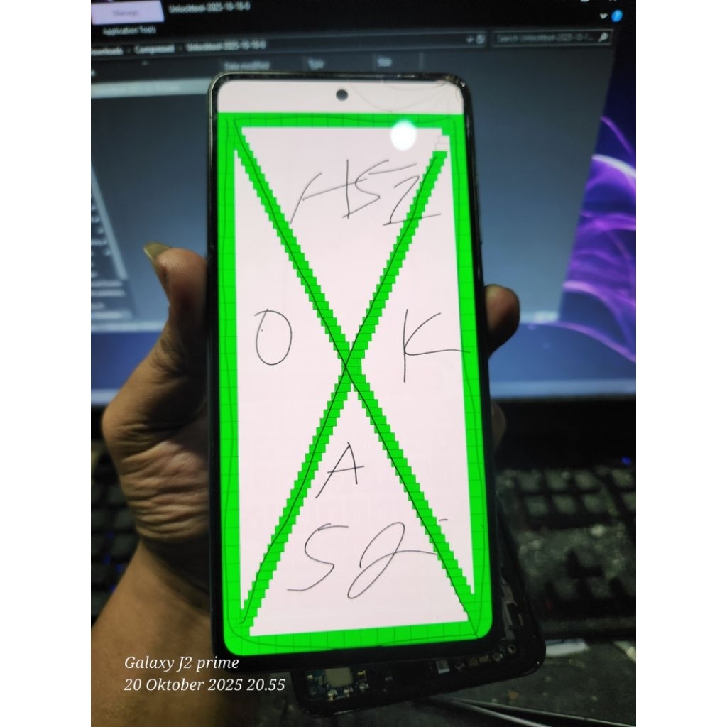 lcd frame samsung a52 original copotan minus retak dan shadow