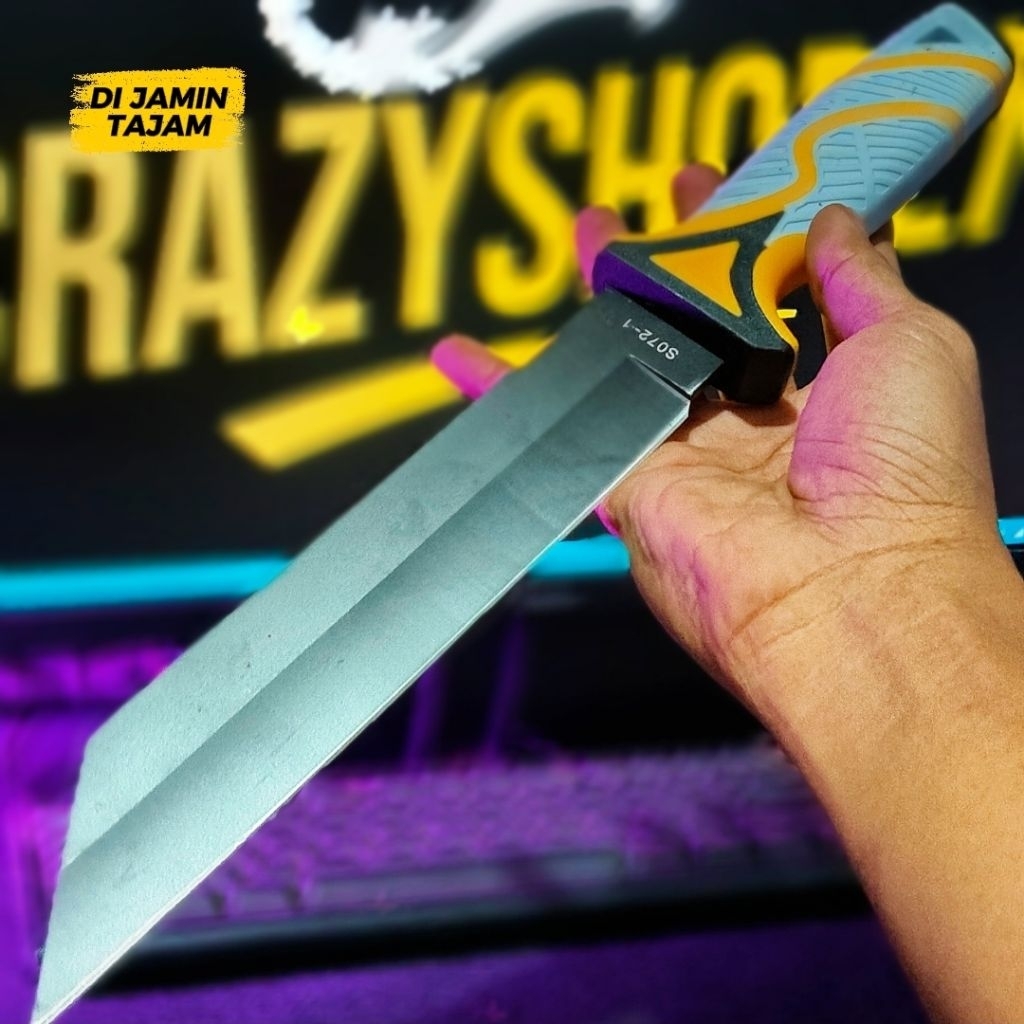 Pisau Taktis Stainless Steel Tajam Teruji & Dilengkapi Sarung Nylon / Pisau Camping Survival