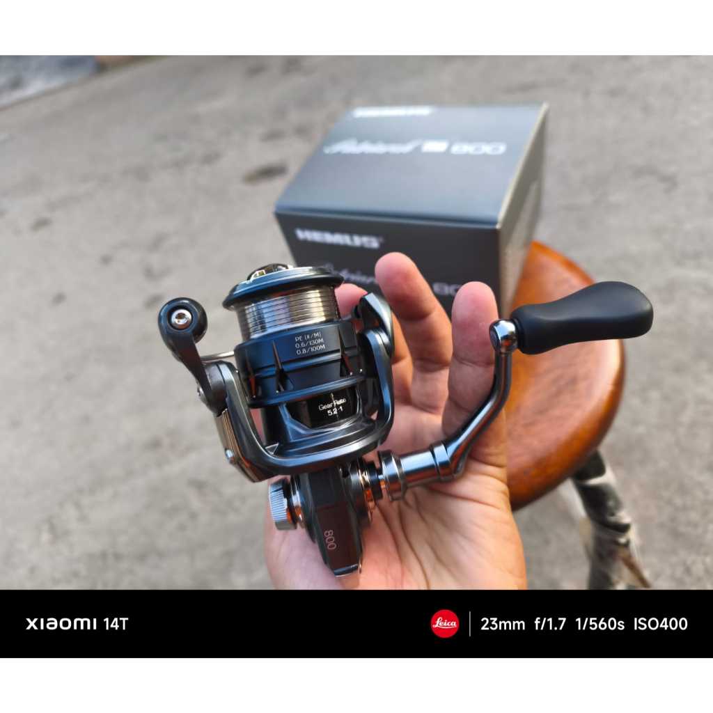 Reel spinning hemus patriach 800 + gomexus double handle 98mm for daiwa dan reel stand second like n