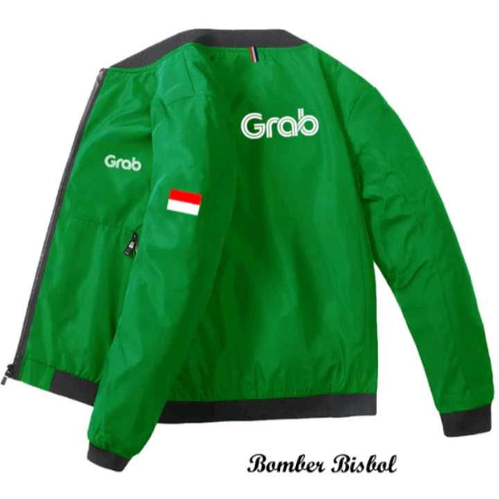 Diskon  Jaket Bomber Bisbol Pria Terbaru 2025 Grab Driver Bendera / Jaket Ojol Pria GrabBike GrabFoo